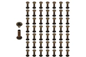 AnRui 100 Sets M5×20mm Chicago Screws, Fasteners Rivets Cross Binding Screw Connectors Steel for Leather Belt Scrapbook Photo Albums Crafting, Antique Bronze
