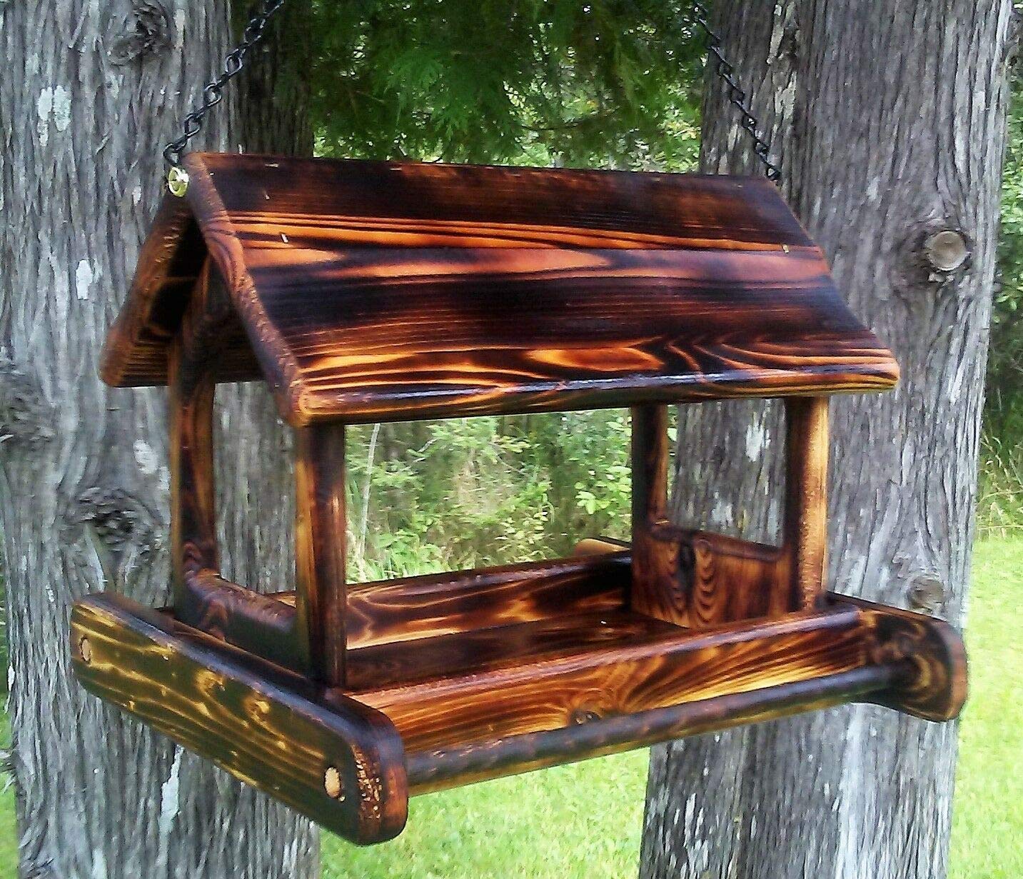 Amazon Com Large Hanging Cedar Wood Fly Through Platform Bird Or