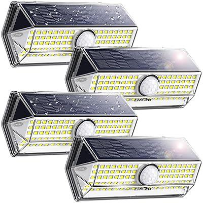 Buy Litom Led Solar Lights Outdoor With Higher Security And Motion Sensor Flood Lamp 4 Optional Modes Wide Angle Design Ip67 Waterproof Easy To Install For Front Door Yard Garage 4 Pack Black Online In