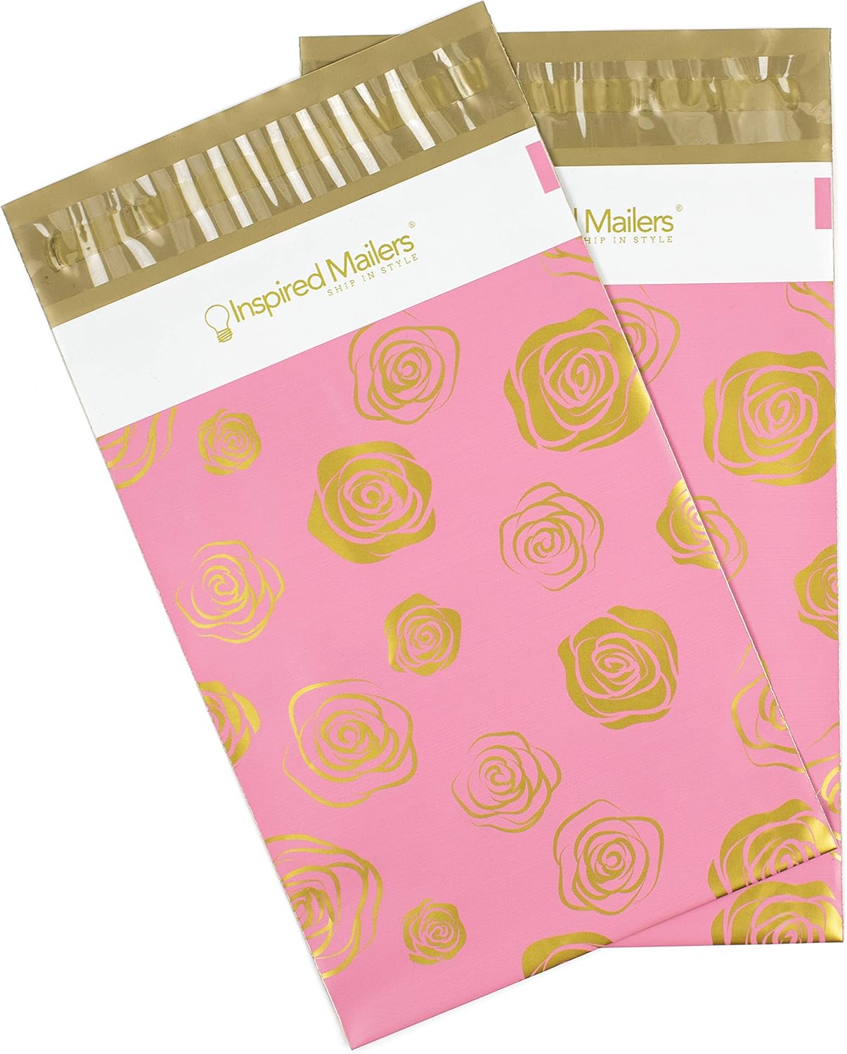 Inspired Mailers - Poly Mailers 6x9-100 Pack - Gold Roses Deluxe - Package Envelopes - Mailers Poly Bags - Packaging Bags for Shipping - Poly Mailer 6x9 - Shipping Bag