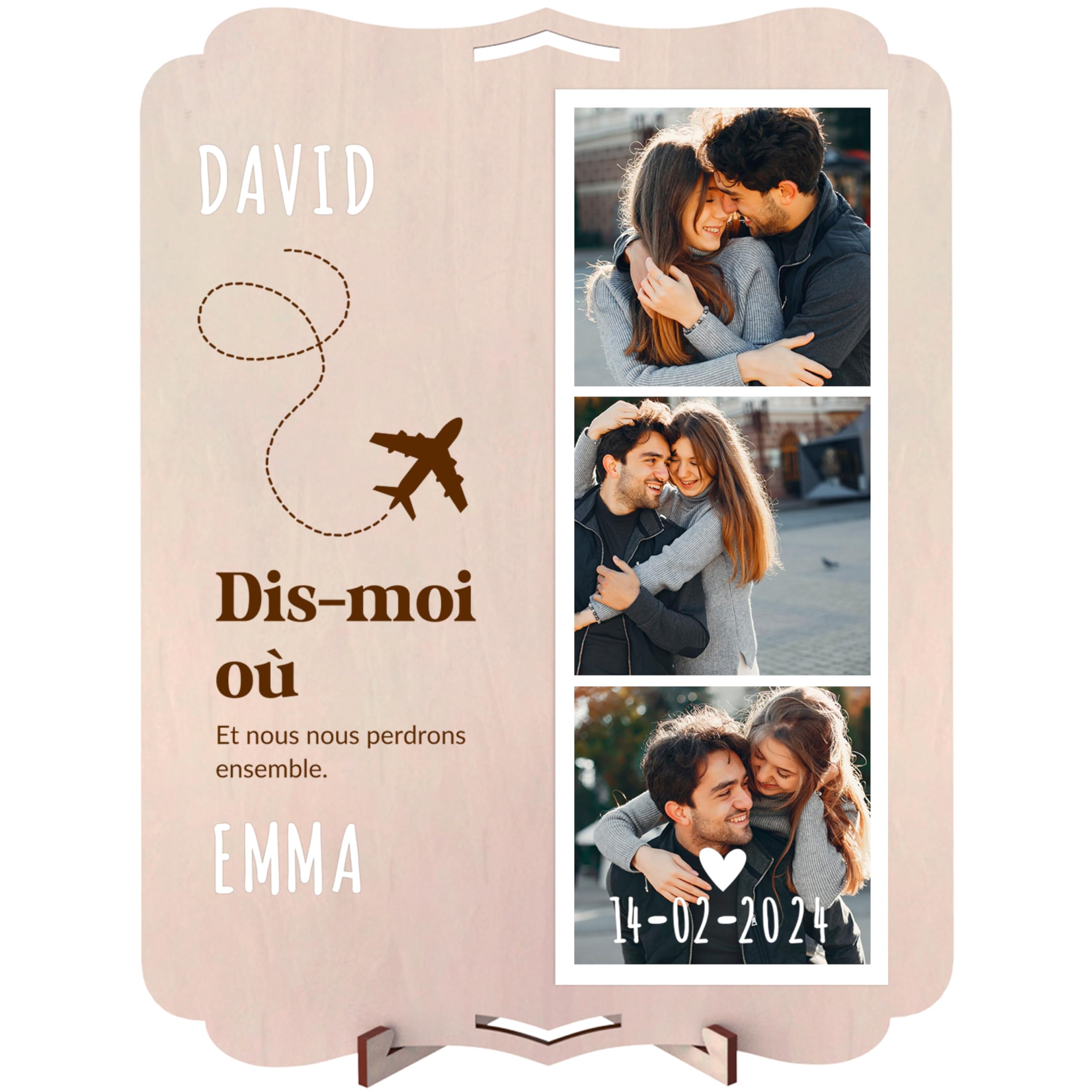 nagu® Photo Frame Multiple in Bois 22 x 30 cm. Support de Table et Trou pour Suspension, Cadre Photo Personnalisé avec Lettres Autocollantes, Cadeau Personnalisé, Carte Anniversaire, Idée Cadeau