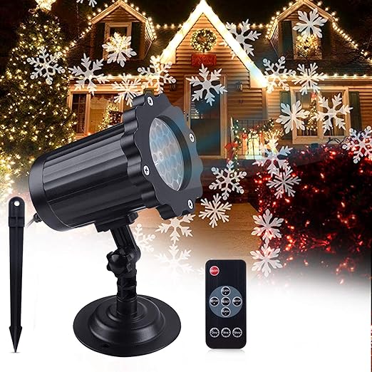rovlak led proyector luces navidad lampara nevada de luz con remoto control ip65 impermeable exterior y interior decoracion copo de nieve led