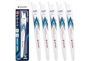 EZARC Reciprocating Saw Blade Bi-Metal Cobalt Sabre Saw Blades for Wood Demolition 6-Inch 6TPI R622DH (5-Pack)