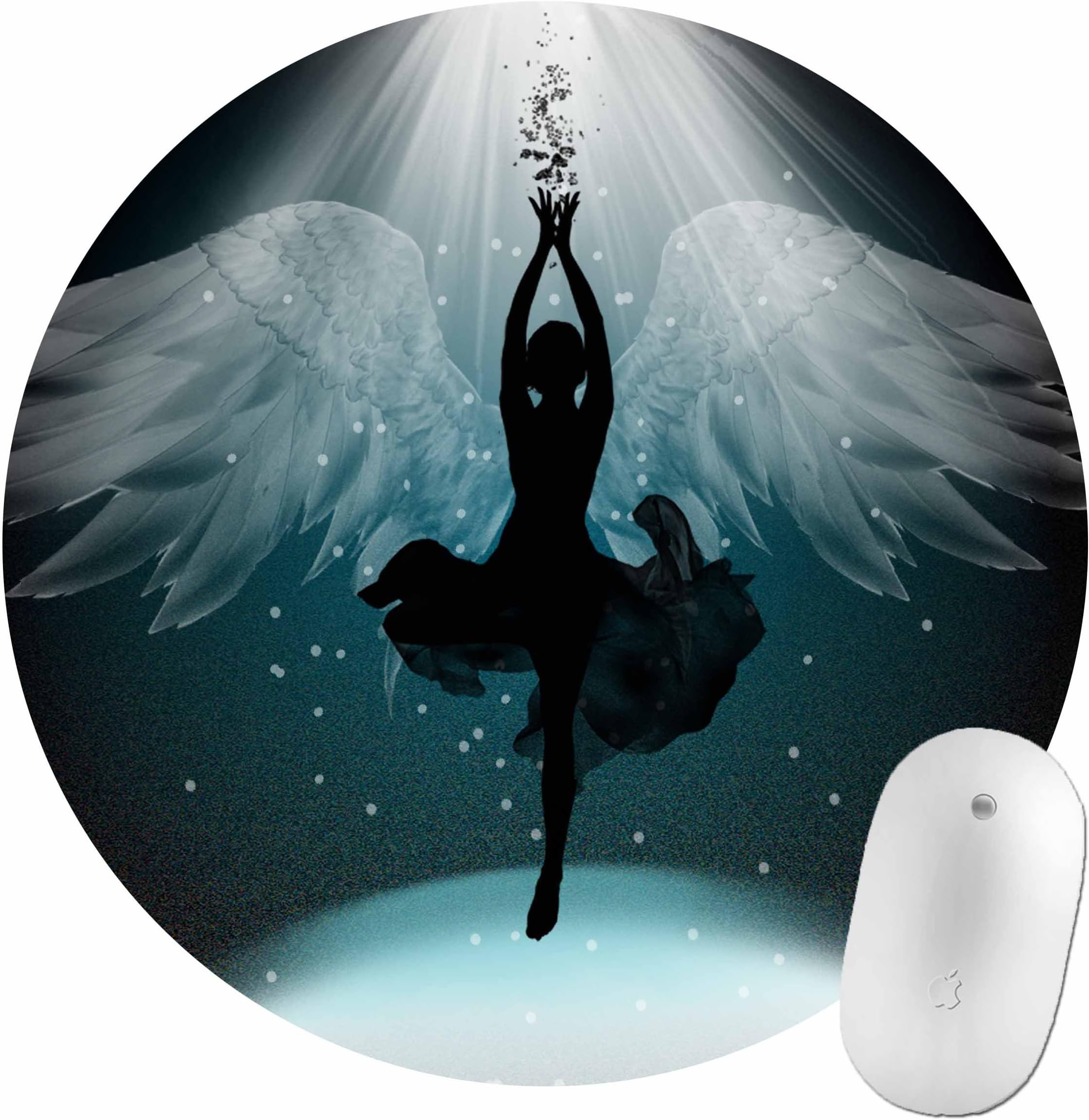 Small Round Mouse Pad 7.9X7.9" Desktop Working Mouse Mat Gaming Computer PC Mousepad for Home/Office/Gaming(Angel 06)