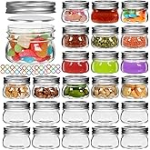 AuroTrends 4 oz Mason Jars with Lids 24Pack, Small Mason Jars 4 oz- Small Glass Jars with Lids for Canning and Salad Dressing Container to Go (4fl.oz/Set of 24)