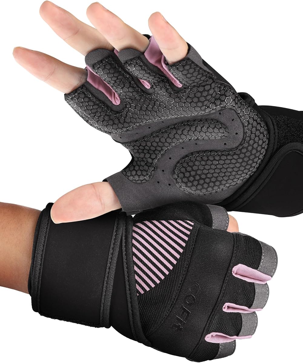 COFIT Workout Gloves Breathable Weight Lifting with Wrist Wrap Support Pink S
