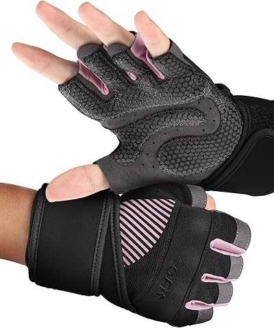 COFIT Workout Gloves Breathable Weight Lifting with Wrist Wrap Support Pink S