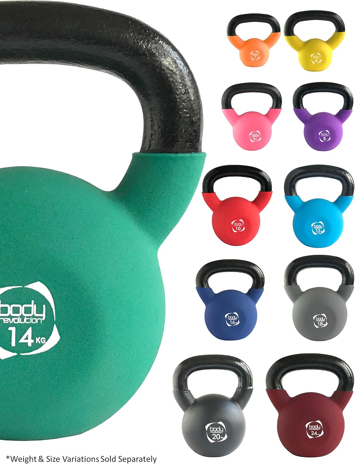 Body Revolution Neoprene Kettlebell Rubber Coated Cast Iron