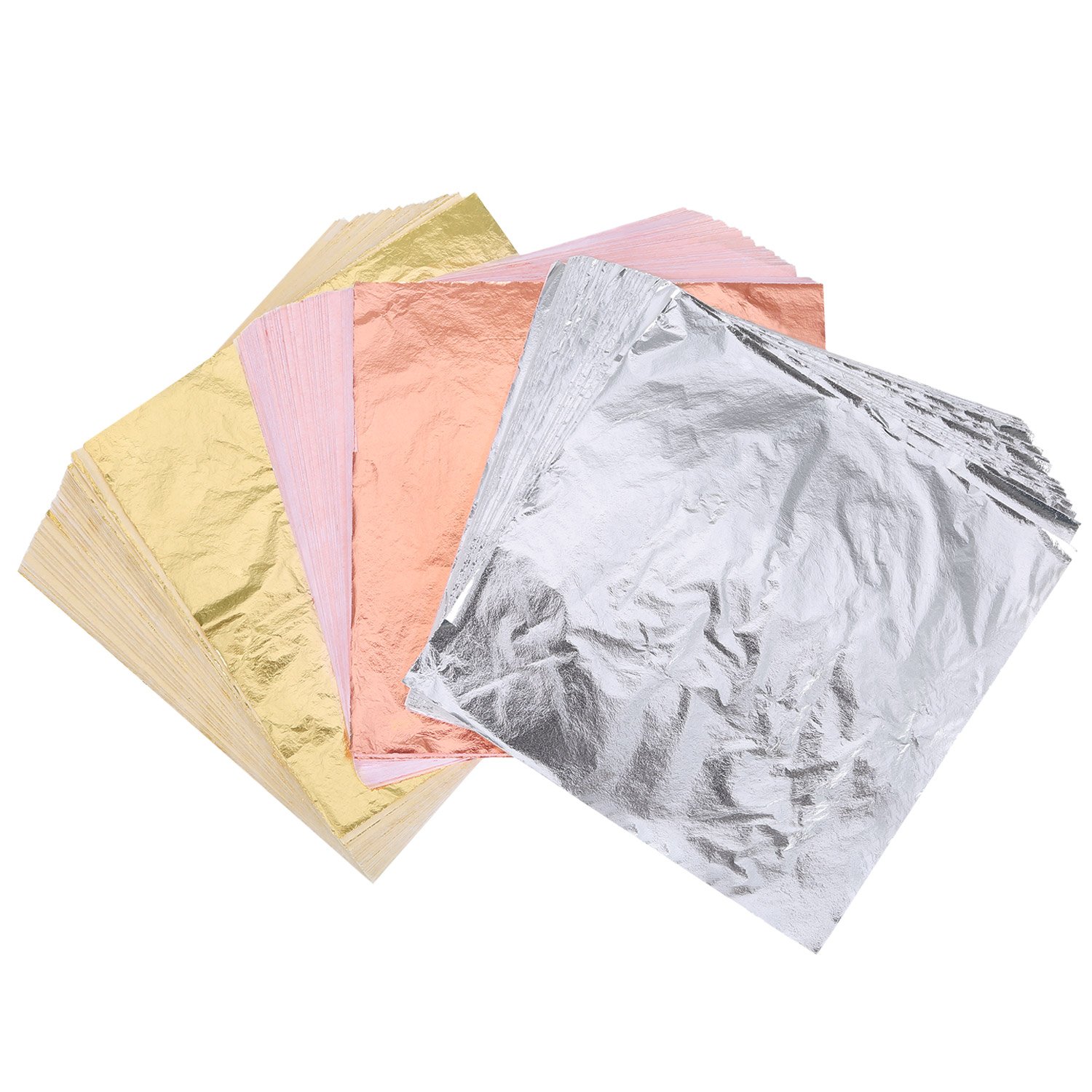 300 Sheets Imitation Gold Leaf, Silver Leaf, Rose Gold Leaf
