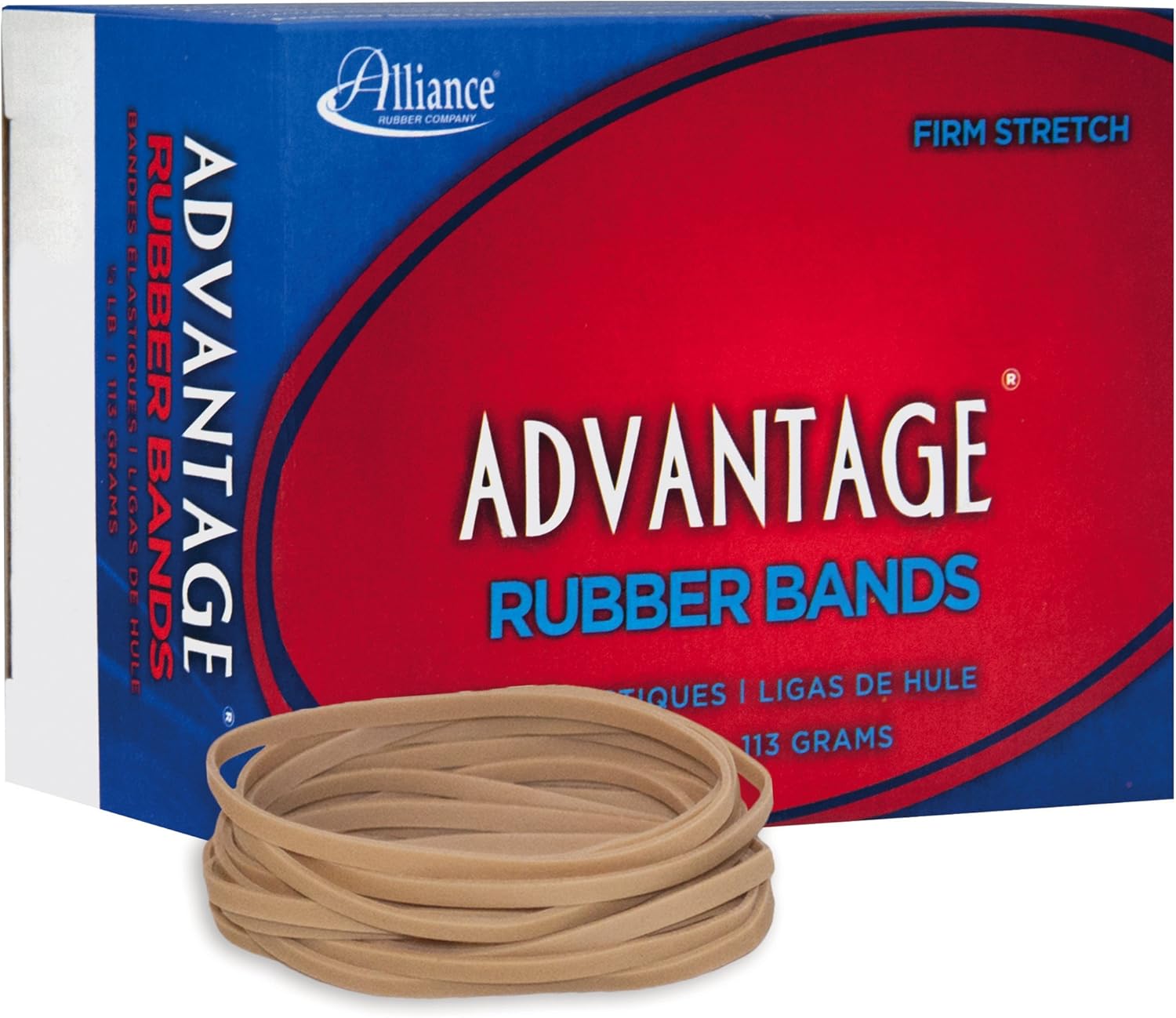 Alliance Rubber 26339 Advantage Rubber Bands Size #33, 1/4 lb Box Contains Approx. 150 Bands (3 1/2" x 1/8", Natural Crepe) : Office Products