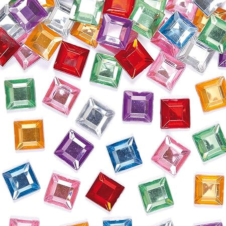 Amazon シール付きスクエア アクリルラインストーン 240個入り 母の日やバレンタインの手作りカードや工作に パーティのデコレーションに バリューパック スタンプ おもちゃ