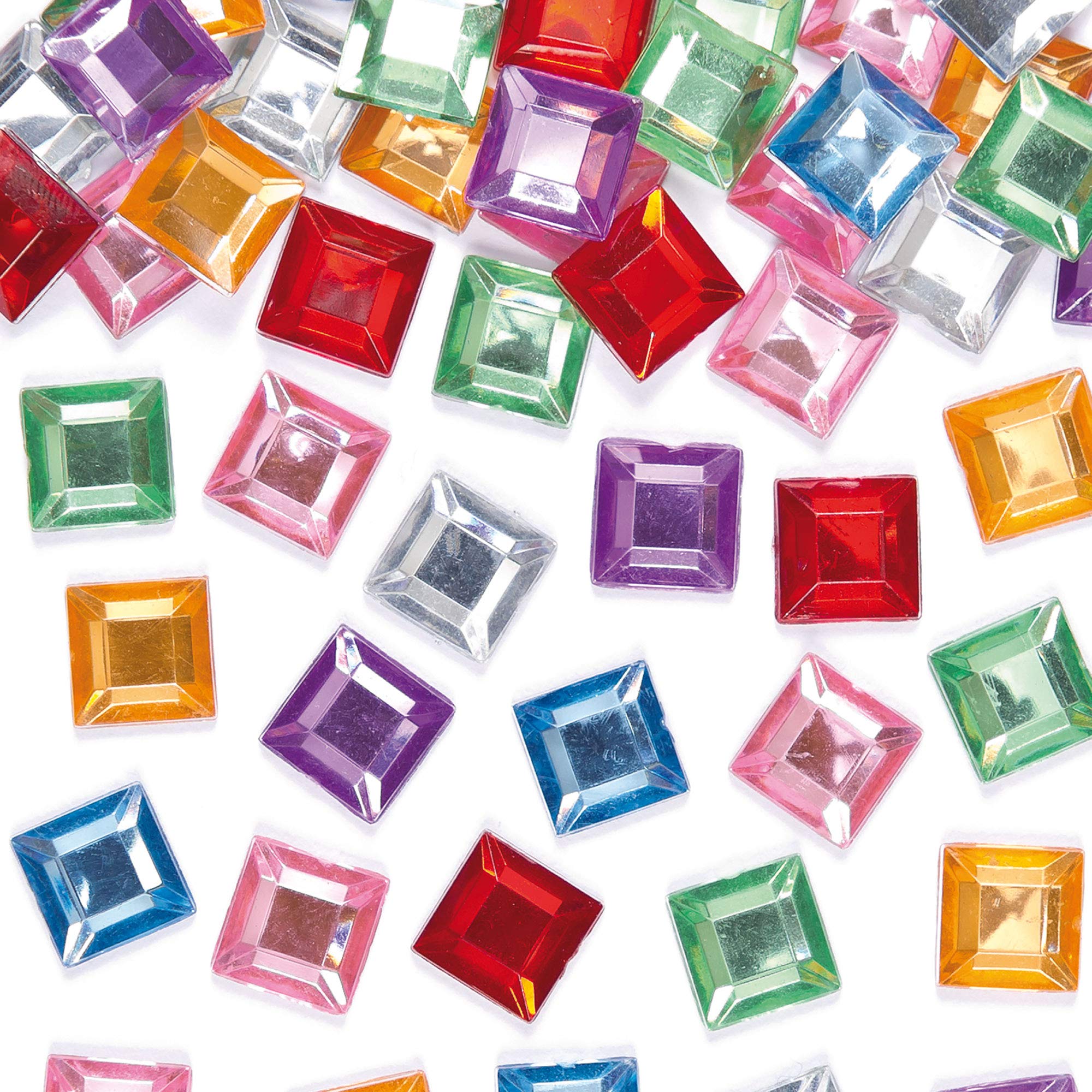 Baker Ross Self-Adhesive Square Acrylic Jewels Value Pack for Kids' Crafts and Art Projects, Cards, Party Bags, and Decorations (Pack of 240)