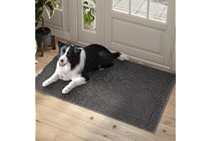 100pointONE Dog Door Mat Indoor Entrance, 48" x 72", Absorbent & Quick-Drying Mud Mat for Dogs, Non-Slip Washable Entryway Rug, Soft Thick Chenille Welcome Floor Mat-Grey