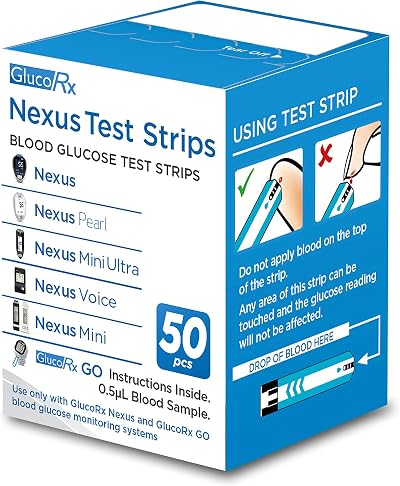 GlucoRx Nexus Test Strips - Glucose Monitoring, Blood Sample Required