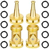 AUTOMAN Brass Hose Nozzle - High Pressure Jet Nozzle 4 Count (2 Set), Heavy Duty Water Hose Sprayer Sweeper with Hose Shutoff Valve, 3/4&rdquo; GHT Nozzles for Garden Hose, Car Wash, Extra 10 Rubber Washers