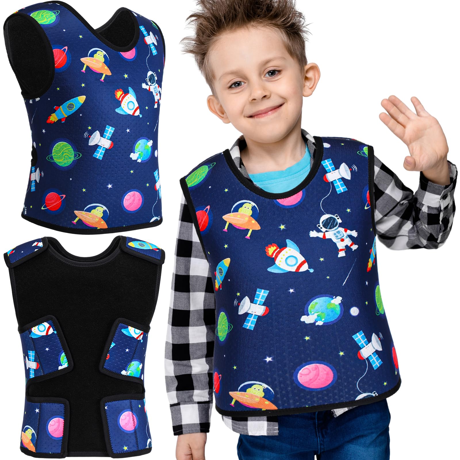 Photo 1 of Janmercy Compression Vest Pressure Vest for Kids Breathable Deep Pressure Comfort for Pressure(Outer Space,S)