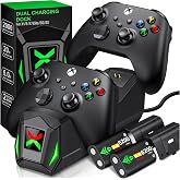 Upgraded Controller Charger Station with 2x6200mWh Rechargeable Battery Packs for Xbox One/Series X|S, Dual Charging Dock for Xbox One Battery Pack (Controller not Included)