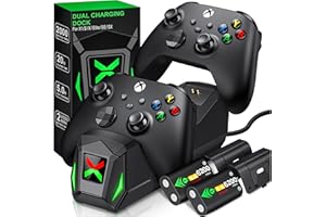 Upgraded Controller Charger Station with 2x6200mWh Rechargeable Battery Packs for Xbox One/Series X|S, Dual Charging Dock for