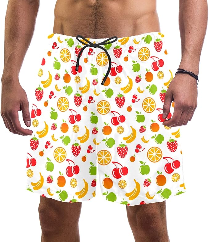 Idealiy Colored Fruits Pattern Design Swim Trunks Elastic Swimsuit