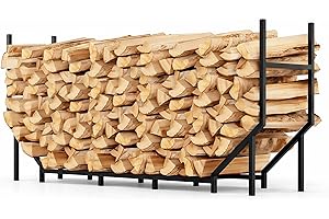 6 ft Firewood Rack Outdoor, Heavy Duty Metal Fire Wood Rack for 880LBS Capacity, 1/4 Cord Log Holder with 12 Support Legs for