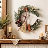 Suncalla Yule Decorations, 12 Inch Pagan Yule Wreath Winter Solstice Decor | Pagan Christmas Wreath, with Crescent Moon, Wiccan Winter Decorations for Front Door Holiday Wall Yard Garden Home Decor