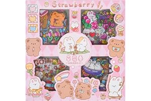 EAMOTOL Cute Cartoon Animals Scrapbook Stickers - 100 Sheets Kawaii Aesthetic Transparent Stickers for Journaling Planner Album Calendars Notebook DIY Craft Decorations