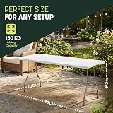 KEPLIN 6ft Folding Table White Top 180x70x74cm Sturdy Metal Frame Waterproof view 2