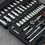 YUFANYA 53-Piece 1/4 Inch Socket Set 72-Tooth Quick Release Ratchet CRV S2 Bits view 5