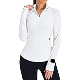 BMJL Womens Long Sleeve Workout Tops UPF 50+ Sun Protection 1/4 Zip Ribbed Shirt Hiking Pullover with Pockets