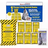 Ready America 3000 Survival Box 1-Person 3-Day, Food Water Blanket | 2,400-Calorie Food Bar, Six Drinking Water Pouches and One Survival Blanket in a Compact Box