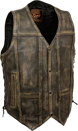 Milwaukee Brown Distressed Leather Biker Vest at Amazon ...