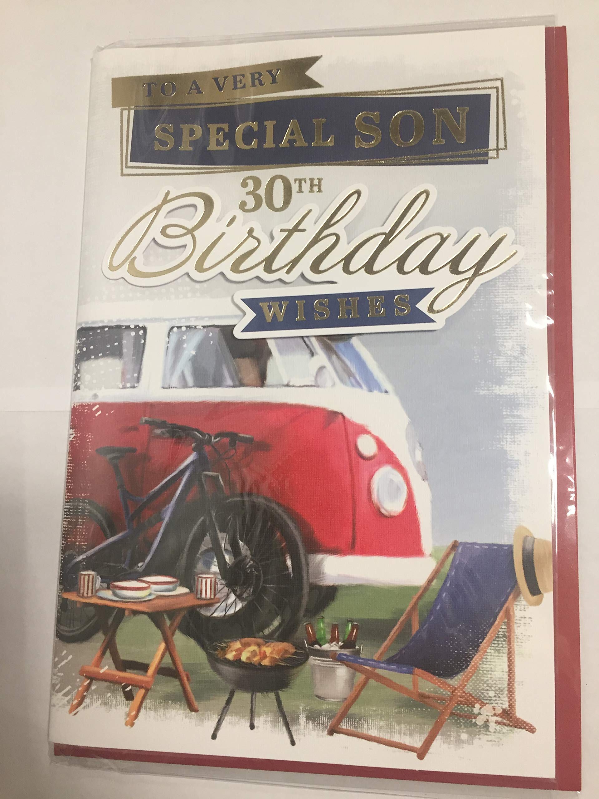 To A Very Special Son 30th Birthday Wishes Birthday Card Age 30 Thirty Camper Van/Bike/Words 3D/Foil Detail(PRELUDE45515)