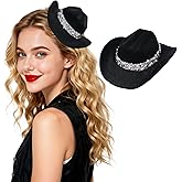 Haakong Cowboy Hat Hair Clip with Rhinestone Cowgirl Hat Clip for Disco Western Party Cap Cosplay Costume Accessory