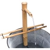 Bamboo Accents 18" Adjustable Bamboo Fountain Kit with Pump &ndash; Large Zen Water Feature for Bowls, Basins, Ponds &amp; Backyard Gardens, Indoor/Outdoor (Container Not Included)