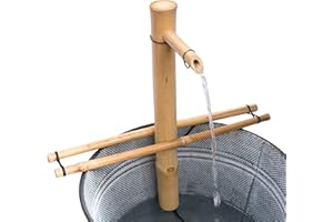 Bamboo Accents 18" Large Adjustable Garden Fountain Kit with Pump - Dramatic Outdoor Water Feature Patio Decor (Container Not Included)
