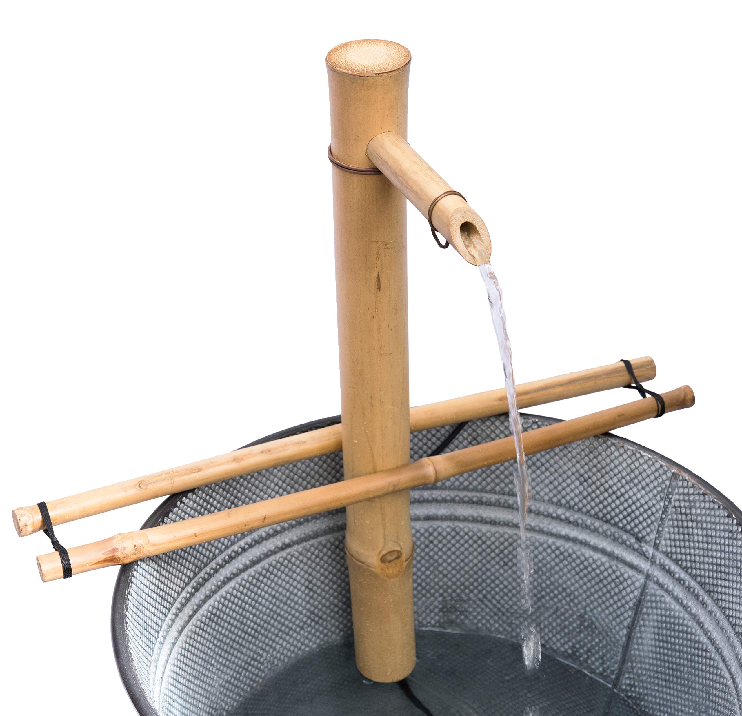 Bamboo Accents Water Fountain with Pump, Backyard Pond Kit, Large 18