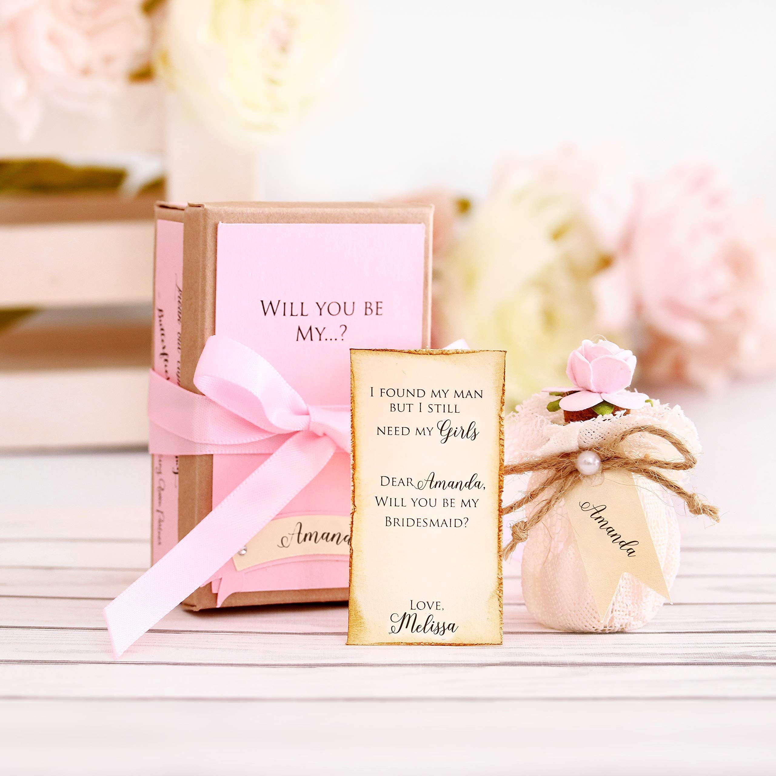 Will you be My Bridesmaid Gift Message in a Bottle, CUSTOM Bridesmaid Gift Asking Bridesmaid