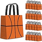 KERINGO 24 PCS Basketball Gift Bags Basketball Treat Bag with Handles Reusable Basketball Goodie Snack Favor Bag Non Woven Party Favor Bags for Sports Birthday Party Decor