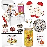 Zhirlyn Chicken Gifts Chicken Lover Gift for Women Funny Chicken Stuff Include Glass Cup Makeup Bag Socks 5 Hair Ties Earrings & 50 Stickers for Lady Chicken Mom Birthday Chirstmas Gift (Classic)