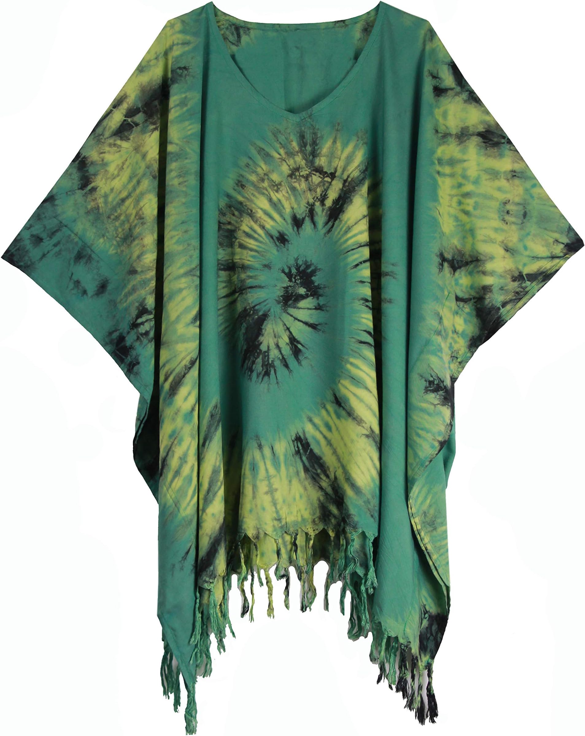 ATM Tie Dye Blouse Caftan Kaftan Poncho Cover Up Spiral Plus Size Handmade