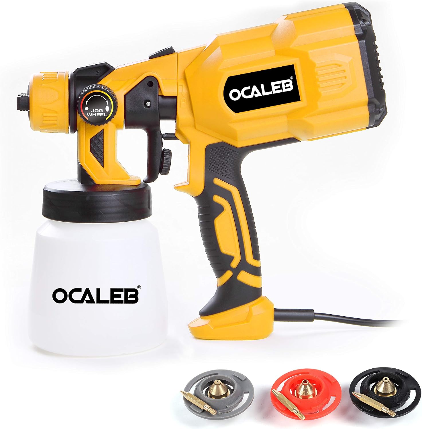 Ocaleb Paint Sprayer 550w Electric Paint Spray Gun Handheld Painting 800ml Airless with 3pcs different Size of Copper Nozzle 1.0mm/ 1.8mm/ 2.5mm 3 spray patterns fence sprayer outdoor furniture