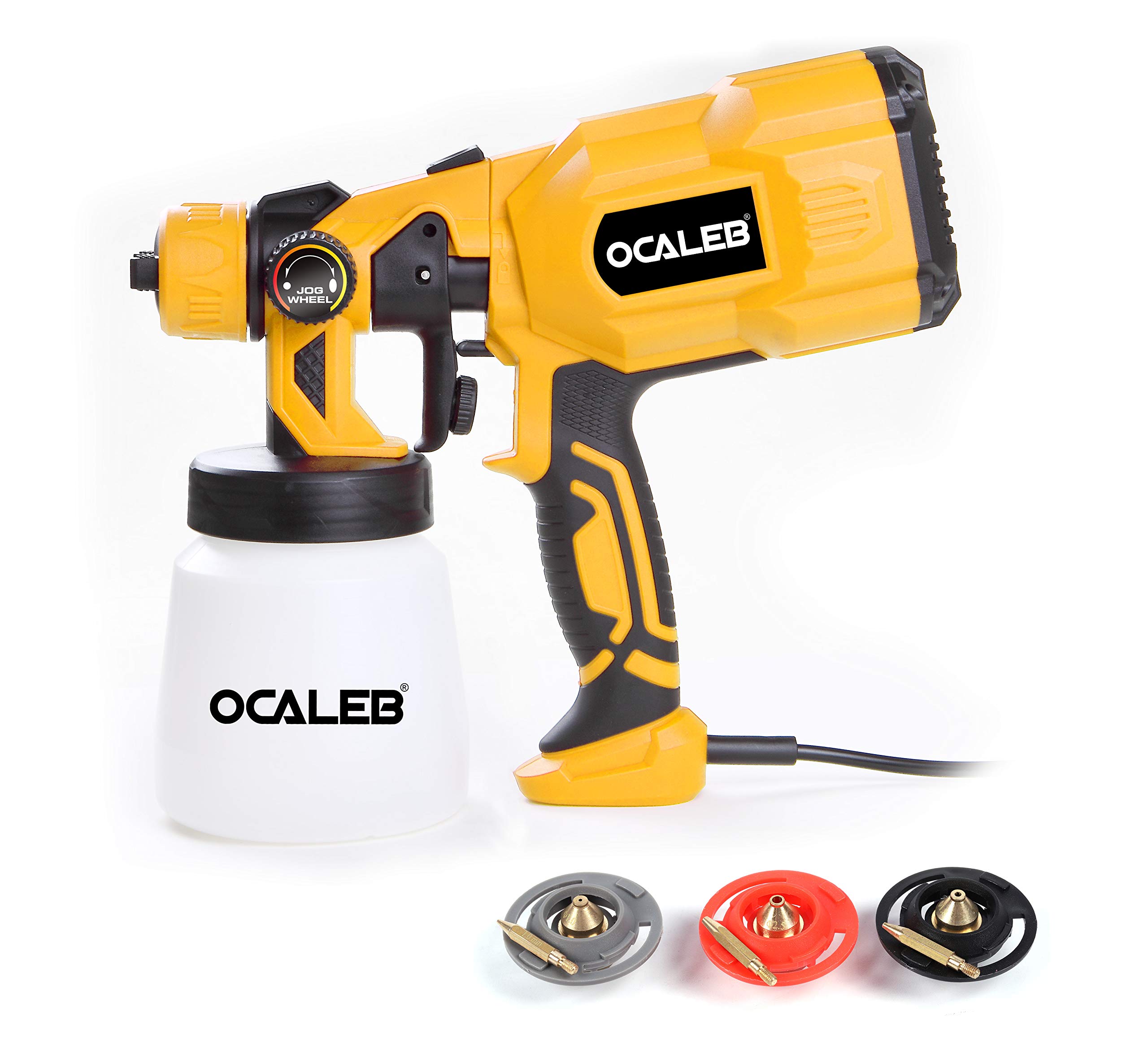 Ocaleb Paint Sprayer 550w Electric Paint Spray Gun Handheld Painting 800ml Airless with 3pcs different Size of Copper Nozzle 1.0mm/ 1.8mm/ 2.5mm 3 spray patterns fence sprayer outdoor furniture