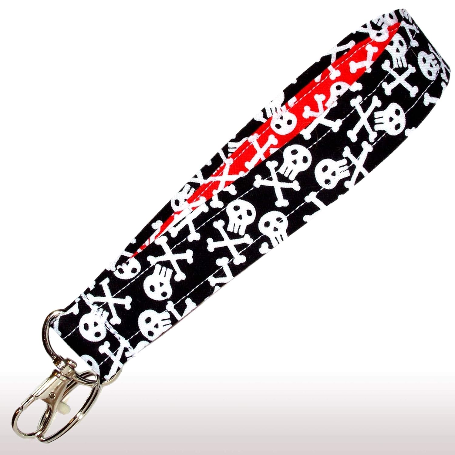 Skull & Crossbones Key Fob Strap Black Skulls Keychain