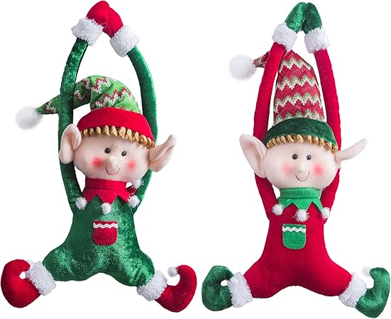 Immagini Di Natale Ragazze.Wewill Marca Adorabili Elfi Di Natale Set Di 2 Ragazze E Ragazze Natale Porta Ornamenti D Attaccatura Decorazione D Interni Peluche Caratteri 16 Inch 40cm Amazon It Casa E Cucina