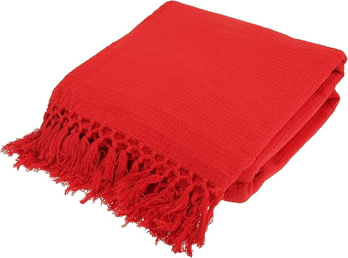 Cotton Throw Red 70" x 100" Amazon.co.uk Kitchen & Home