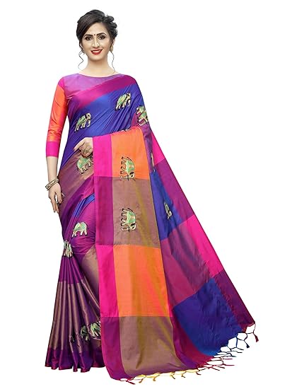 Women`s Art Silk saree with Blouse Piece(ChainHathi)