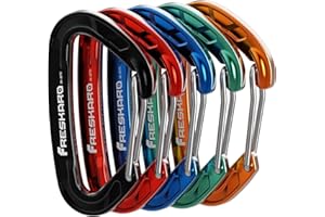 FresKaro 5pcs Nano Carabiner Clips, 8kN 1798lbs, Small Sturdy, Reliable Time-Tested Strong Spring Wiregate, Mini Size 2.37inch, Choice of 5colors