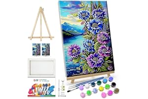 JOOZ Paint by Numbers Kits for Adults with Frame Landscape Adult Paint by Number Kits Flowers Paint by Number with Easel Mountain Paint by Numbers Canvas for Gift Home Wall Decor 7.87x11.81 Inch