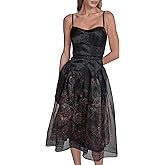 BCBG Womens Sleeveless Sweatheart Neck Belted Fit & Flare Midi Dress