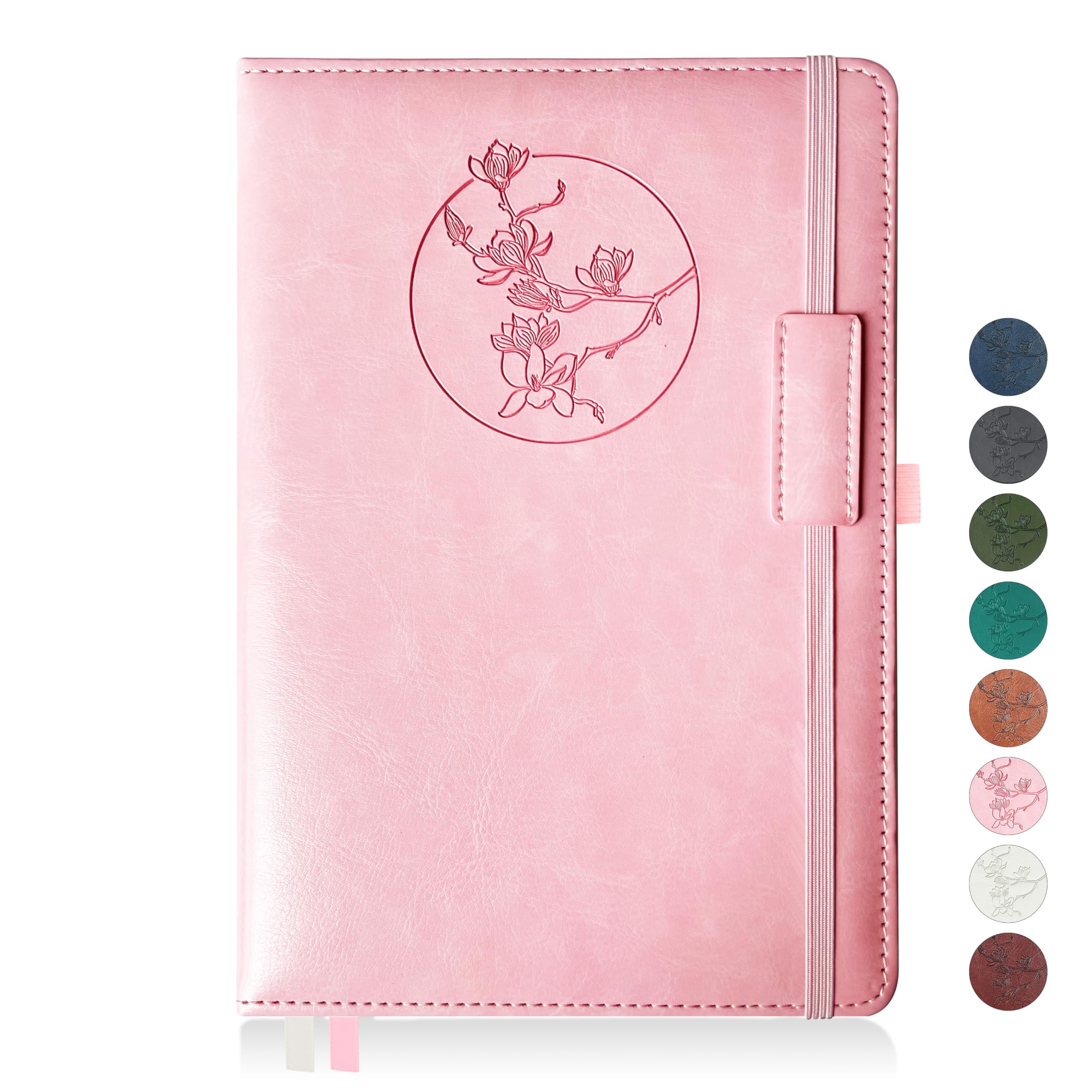 Mlife Notebook Journal for Women Men,256 Pages A5 Hardcover Leather Journaling Notebooks for Work,lined journal/notebook with 100Gsm Paper,Pen Holder and inner pocket 5.8"×8.4"(pink)